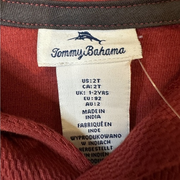 NWT Tommy Bahama Waffle Knit Long Sleeve Shirt With Hood,‎ Size 2T, MSRP $38 - Picture 3 of 4